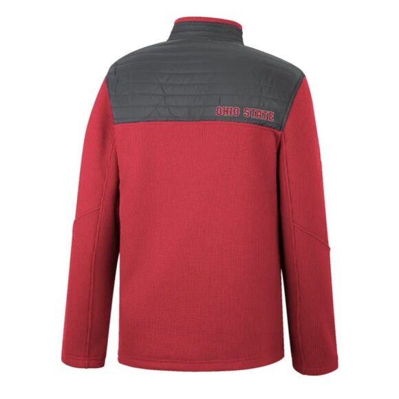 OHIO STATE BUCKEYES MENS RED LONG SLEEVE 1/4 ZIP PULLOVER STYLE: 150315928 - Picture 2 of 2